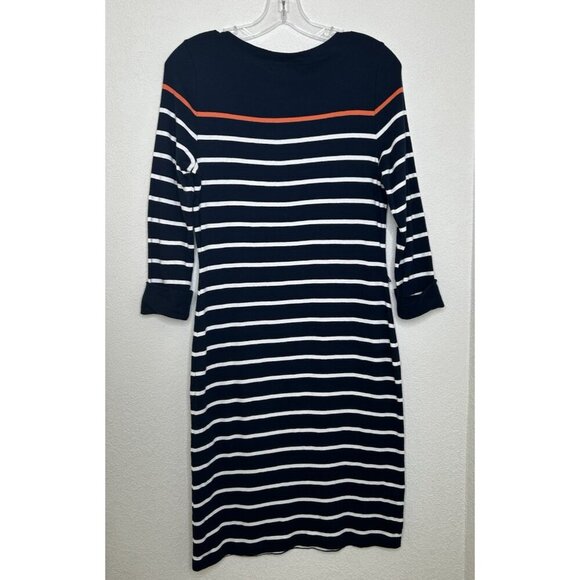 Lauren Ralph Lauren Dress Large Navy Orange Striped Nautical Preppy Capsule L - Picture 2 of 12